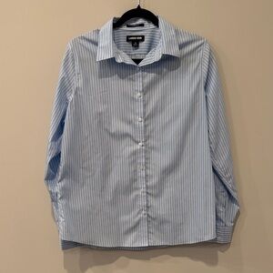 Lands' End Women's Blue Striped Supima No Iron Shirt